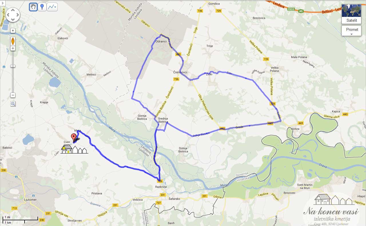 Slika poti - Cven-Hotiza-Žižki-Odranci