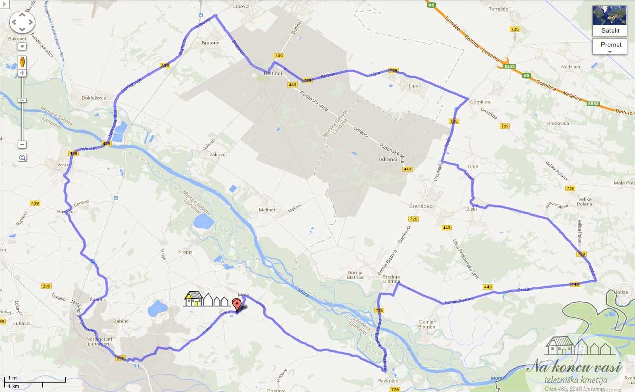 Slika poti - Cven-VelPolana-Trnje-Lipa-Doklezovje